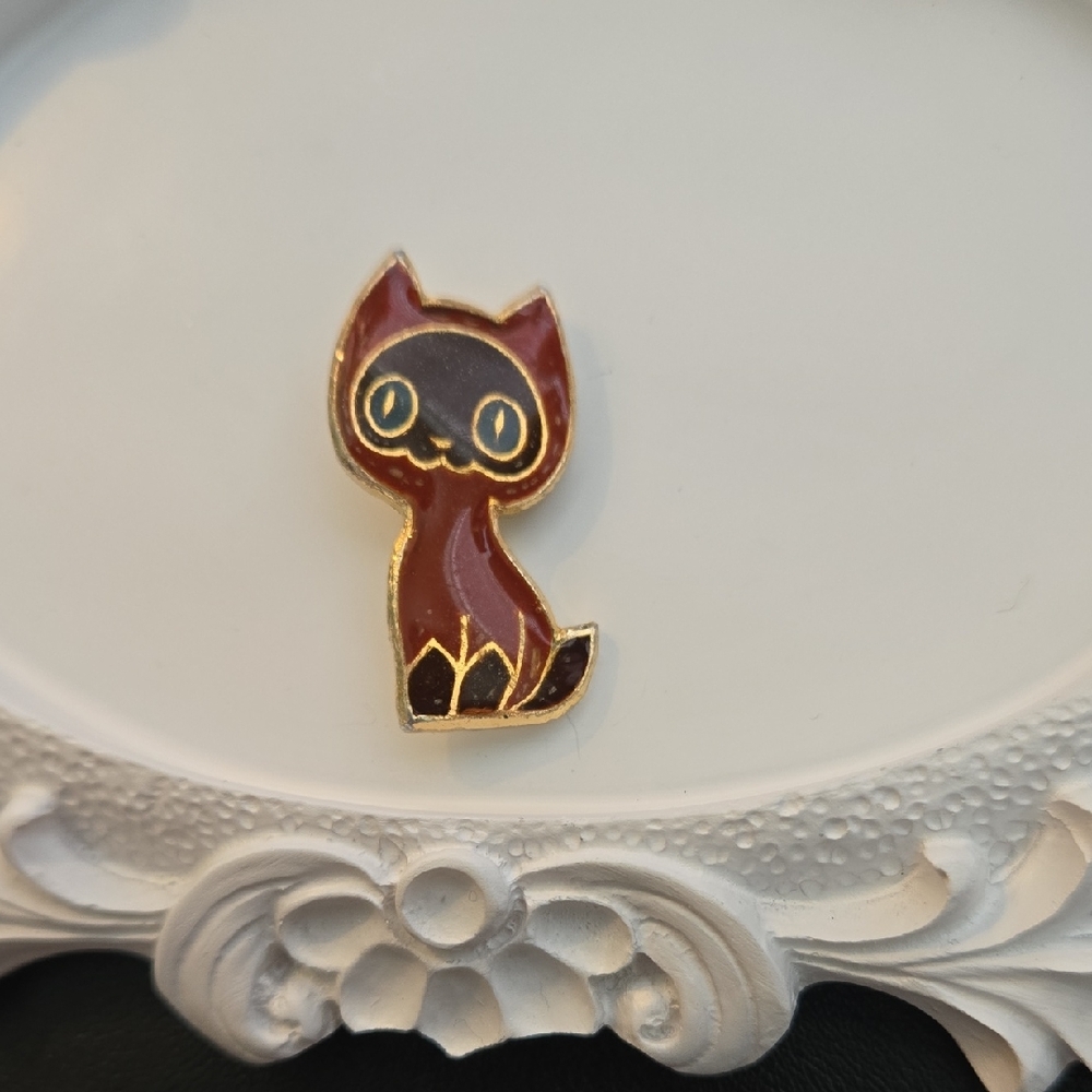 Vintage Authentic USSR Cat Enamel Pin, Collectible, Soviet Memorabilia, Like New